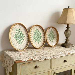 Panier de rangement rond décoratif en coquillages avec poignée, assiette à fruits colorée en coquillages, vaisselle décorative créative - Product Image 3