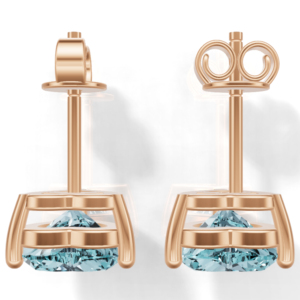 Heerani Jewels Lab Grown Aquamarine 925 Sterling Silver Classic <b>Stud</b> Vermeil <b>Rose</b> <b>Gold</b> Unisex Engagement Wedding <b>Earrings</b> - Product Image 4