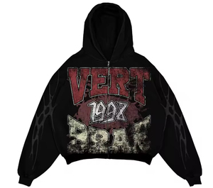 OEM&ODM Personnalisé Haute Qualité 100% Coton Noir Molleton Bouclette Homme Lourd Zippé Écologique Respirant Streetwear - Product Image 4