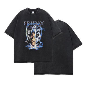 เสื้อผ้าสตรีทแวร์คุณภาพสูง ผ้าฝ้าย 100% พิมพ์ลายด้วยความร้อน น้ำหนักเบา 280 กรัม ทรงปกติ ซักย้อมแบบแอซิดวอช ตัดเย็บแบบครอป ป้องกันรอยยับ - Product Image 1