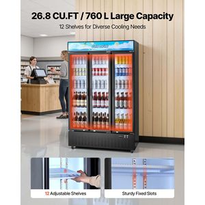 Enfriador de Bebidas Vertical Comercial de 26.8 Pies Cúbicos / 760L, Refrigerador con 3 Puertas de Vidrio - Product Image 2
