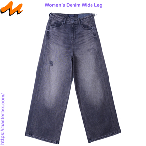 Womens Baggy Relaxed Wide Leg Mid Wash BCI Re Cycle Cotton & Spandex Fabric Crafted at 11.74 OZ - Product Image 1