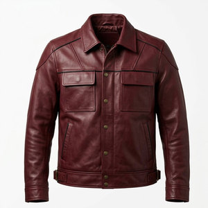 Veste en cuir classique pour homme avec col pointu, fermeture à boutons, poches poitrine et style décontracté contemporain - Product Image 1