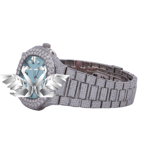Luxury Iced Out Moissanite Watch for Men with Ice Blue Dial, Full Diamond Paved Bracelet, Custom Hip Hop Jewelry Wristwatch - Product Image 3