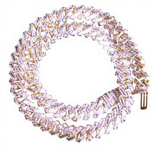 สร้อยคอฮิปฮอปแบบ Cuban Link เงินแท้ 925 ประดับมอยส์ซาไนต์ VVS และไข่มุกน้ำจืด ชุบทอง  รับสั่งทำขายส่งจากโรงงาน - Product Image 1
