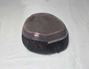 Half Wig Human Hair Toupee with HD Lace <b>Cap</b> Natural Black Color - Product Image 5