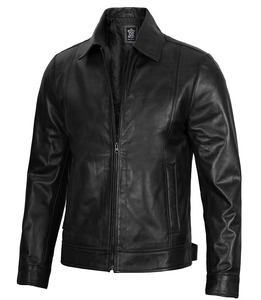 Chaquetas de Cuero Genuino Personalizadas para Hombre |   Ropa Exterior de Piel de Cordero Negra de Primera Calidad |   Estilos Harrington y Biker Disponibles |   Marca Privada OEM M - Product Image 1