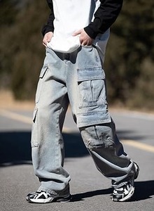 Men's Plus Size Tall Big <b>Waist</b> <b>Elastic</b> Zip Fly Button Front Wide Leg Casual <b>Jeans</b> Woven Spring Eco-Friendly Mid Rise Ripped - Product Image 4