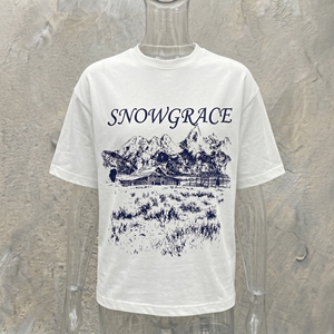 Snowgrace Mountain Scene Printed <b>Men's</b> Regular Fit Cotton T-<b>Shirt</b> Short Sleeve O-Neck Casual Style - Product Image 6
