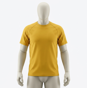 เสื้อยืดคอกลมแขนสั้นสีเหลืองมัสตาร์ดสำหรับผู้ชาย ระบายเหงื่อได้ดี ทรงปกติ ผลิตจากโพลีเอสเตอร์ 100% สีพื้น ใส่ได้ทุกฤดู - Product Image 1