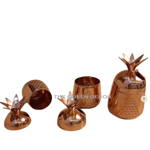 Latest Arrival Copper Metal Round Shape Cooper Antique Finished Canister Jar Fancy Tea Coffee Sugar Boxes <b>Set</b> - Product Image 1