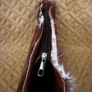 Sac fourre-tout en cuir véritable à poils, style western, pour femme, sac à bandoulière grande capacité avec fermeture éclair, sac de shopping tendance LHTB-0057B - Product Image 1