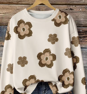 Sudadera de Cuello Redondo con Estampado de Dibujos Animados para Mujer, Estilo Casual de Otoño, Corte Regular, Manga Larga, Tejido de Algodón de 180g, Suave - Product Image 4