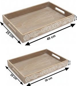 Plateau de service en bois blanc peint à la main pour table à manger, petit-déjeuner, café, desserts – Organisateur de cadeaux disponible - Product Image 2