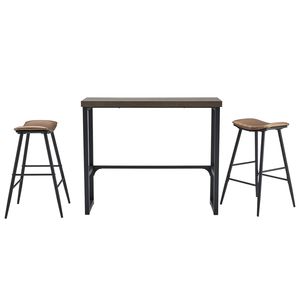 Set Tavolo e Sedie da Bar con Seduta Curva, 1 Tavolo e 2 Sedie in Grigio, 120x39x50 cm, Pannello Cavo in Ferro e PU - Product Image 2