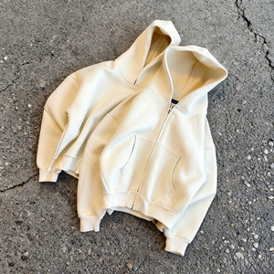Sudadera con Capucha Unisex de Talla Grande, 500GSM, Algodón Grueso, Cierre de Cremallera, Lavado Ácido, Logotipo Personalizado en Relieve 3D - Product Image 1