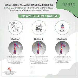 Embroidered Royal Arch Triple Tau Beaded Badge <b>Sew</b>-On Safety <b>Pin</b> 6.5cm X6.5cm Solid Color Custom Fabric Masonic Regalia Garments - Product Image 5