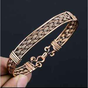 Ethnic Boho Style <b>Adjustable</b> Open Cuff <b>Bracelet</b> Premium Quality Handmade Solid Copper Crystal Fashion Accessory - Product Image 2