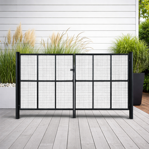 Panneau de clôture décoratif en acier thermolaqué gris foncé pour treillis et portail extérieurs - Product Image 4