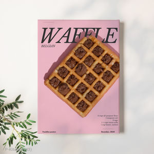 Poster Moderne en Toile pour Café : Illustration de Petit-Déjeuner Sucré avec Gaufres Belges et Garniture au Chocolat – Décoration Murale pour Cuisine et Café - Product Image 2