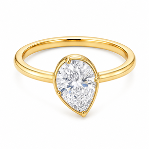 Anillo de Compromiso de Moissanita con Corte de Pera Chapado en Oro Amarillo de 14K, Certificado por GRA, Anillo de Propuesta para Mujer - Product Image 1