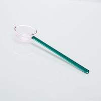 Cuillères à salade en verre à long manche, tête ronde, colorées, pour un usage facile, accessoires de cuisine en gros