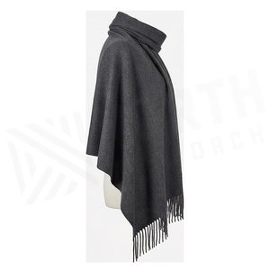 NORTH APPROACH Unisex Solid Color Long <b>Silk</b> <b>Scarf</b> With Fringe Winter Warm Multi-Functional Shawl Simple Style Adult Wear - Product Image 3