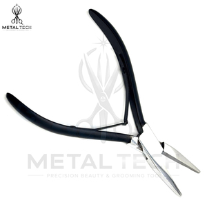 Pinzas Profesionales de Acero Inoxidable de 5.5 Pulgadas con Boca Plana para Extensiones de Cabello, Mango Negro, para Micro Anillos, Nano Beads y Extensiones de Bucle - Product Image 3
