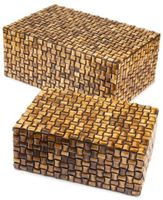 Boîte à bijoux de luxe moderne personnalisable en os incrusté, artisanat indien fait main, multifonctionnelle et empilable