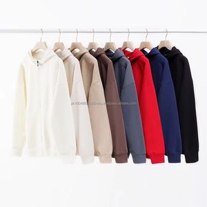 Sudaderas con capucha de algodón 100% de alta calidad para hombre, peso pesado, cremallera completa, de gran tamaño y con capucha para la temporada de otoño - Product Image 2