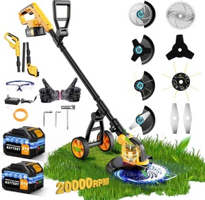 Débroussailleuse sans fil à batterie 20000 tr/min, débroussailleuse électrique 6000 mAh, coupe-bordures robuste à batterie - Product Image 1