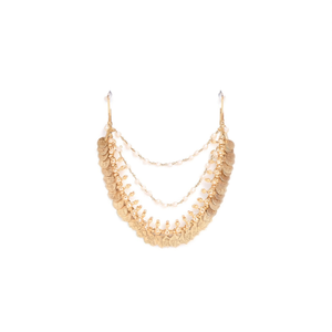 Pearl Earrings Matte Gold Plated Coin Style Chain with Pearls - Product Image 2