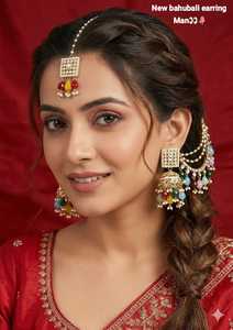 Bridal Ethnic Vintage Drop Earrings Alloy <b>Gold</b> Plating Third Party Certified Matching Maang Tikka Traditional Jewelry <b>Set</b> High - Product Image 2