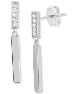 Pendientes colgantes de barra de diamante (1/10 CT. T. W.) en plata esterlina | Macy's - Product Image 1