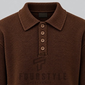 Pull en maille torsadée marron respirant pour homme, à manches longues, pour un usage quotidien décontracté, service OEM - Product Image 3