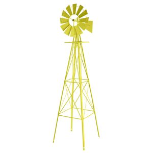 Moderno Mulino a Vento Giallo da 8 Piedi Resistente alle Intemperie, Ornamento Durevole in Acciaio e Rame per Pareti Esterne e Giardini - Product Image 6