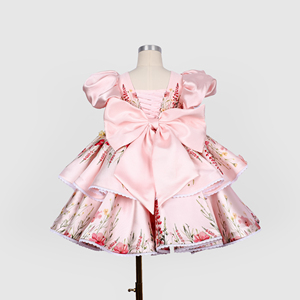 Vestido Rosy Garden Princess para Niñas, Diseño Floral Bordado a Mano, Otoño, 100% Algodón Tafetán, Certificado OEKO-TEX, Largo a Media Pantorrilla, Ecológico-FC017 - Product Image 5