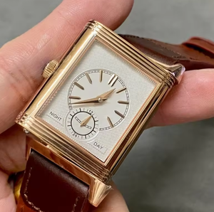 High-end Rose Gold <b>Cushion</b>-shaped Mechanical Watch White Dial <b>Striped</b> Genuine Leather Business Watch Square Casual Watch - Product Image 5