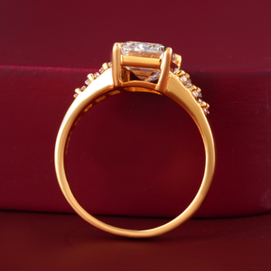18K Rose Gold Emerald Cut Lab Grown Diamond Graduated <b>Ring</b> with 18K White Plating & Baguette Side Stones-Size <b>Resizable</b> - Product Image 2