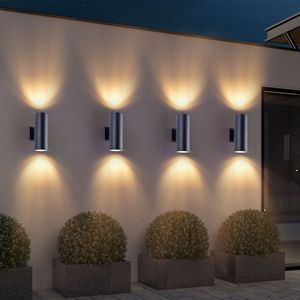 Applique da Esterno Moderna, Set da 4, in Alluminio a Cilindro con Vetro Temperato, Impermeabile, per Patio - Product Image 1