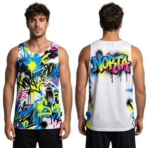 Débardeur de sport respirant pour homme en maille interlock polyester 220 GSM avec imprimé galaxie sublimé céleste - Product Image 5