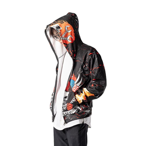 Sweat à capuche zippé personnalisé avec logo, style streetwear hiver, 100% coton, molleton écologique, coupe classique, impression numérique en relief, service OEM - Product Image 3
