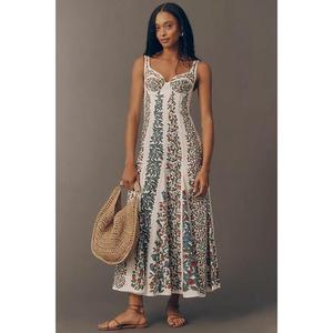 เดรสยาวทรงหลวมพิมพ์ลายสวยงามทันสมัยสำหรับฤดูร้อน เหมาะสำหรับใส่ไปเที่ยวชายหาดหรือไปงานปาร์ตี้ แขนสามส่วน เอวธรรมชาติ - Product Image 1