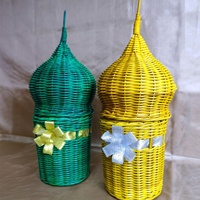 Panier en paille tissé en forme de dôme avec couvercle, Ramadan Mubarak, panier cadeau pour l'Aïd, pour bonbons, dattes et en-cas arabes