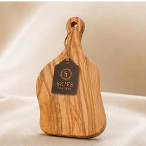 Planche à découper artisanale en bois d'olivier irrégulier, petite planche à hacher avec poignée pour fromage, fruits, viande - Product Image 1