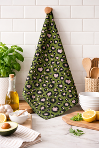 Floral Print Hand Block Print Cotton <b>Kitchen</b> <b>Towel</b> Green Pink Flowers Rectangle Eco Friendly Machine Washable Decorative <b>Towel</b> - Product Image 3