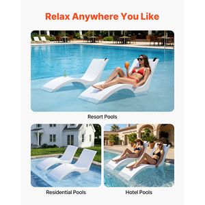 Juego de 2 Sillas Flotantes para Piscina con Peso para Agua, Profundidad de 9 Pulgadas, Tumbonas Antiflotación para Uso Junto a la Piscina - Product Image 6