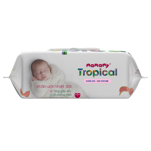 Vente en gros de lingettes humides tropicales Mamamy Tropical, 90 pièces, lingettes pour bébé naturelles, non tissées, sans alcool, nettoyage domestique, fabrication OEM au Vietnam - Product Image 2