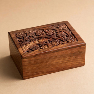 Caja de Almacenamiento Rectangular de Madera con Incrustaciones Azules, Estuche de Regalo con Patrón Geométrico Artístico - Product Image 5