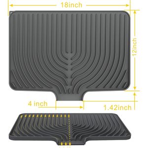 Tappetino Scolapiatti in Silicone da 18 Pollici con Drenaggio Integrato, Tappetini Asciugapiatti per Piano Cucina - Product Image 3